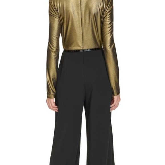 Tommy Hilfiger Women's Shimmer Belted Wide-Leg Jumpsuit - Picture 4 of 4